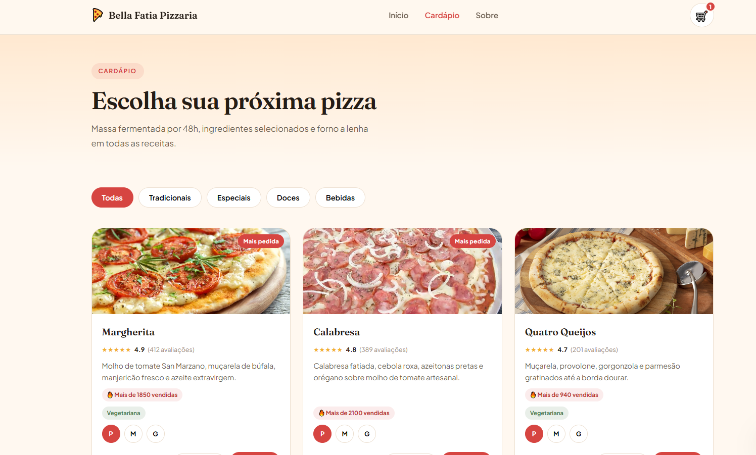 Bella Fatia Pizzaria — site criado pela DevGentil